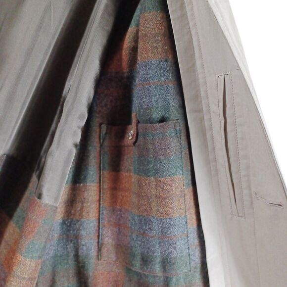 NWT Jos A Bank $350 Tan Trench Coat 44R Removable Plaid Wool Liner Belted Long - Picture 7 of 12